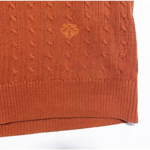 Descente Sweater Vest Men's Large Cable-Knit Pullover V-Neck Knit Solid Orange - Picture 5 of 5